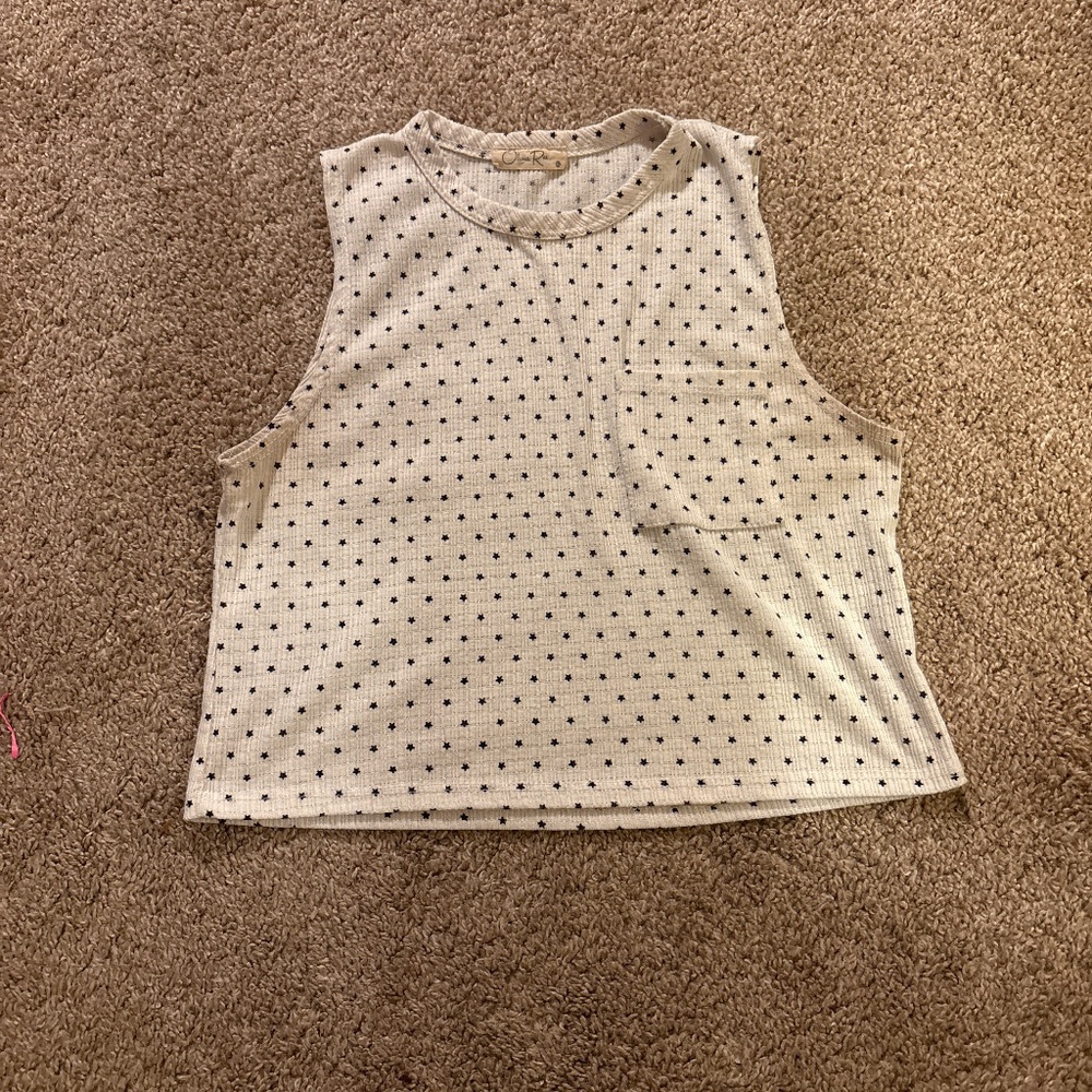 White crop top with stars